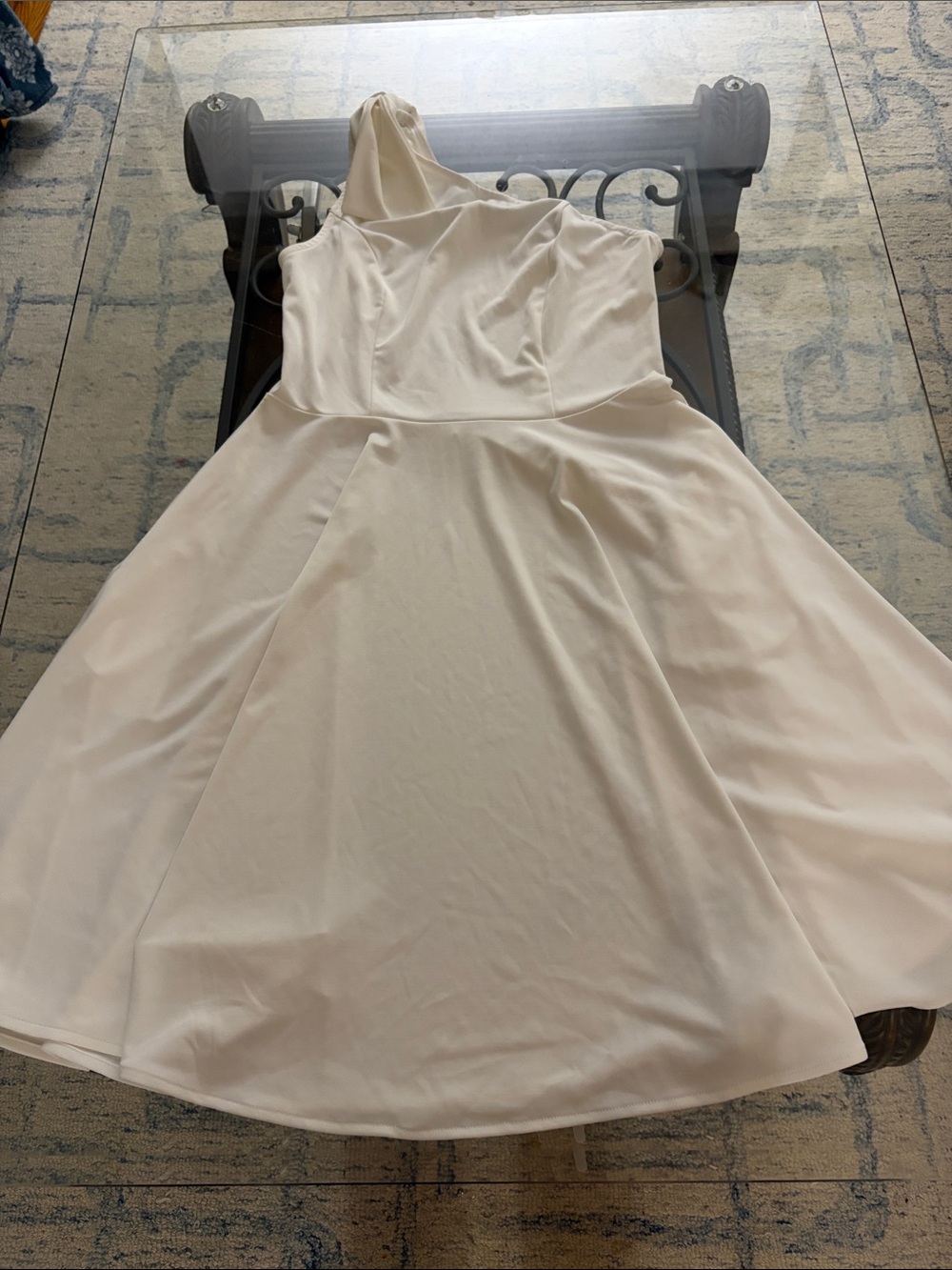 One-Shoulder White Fit-and-Flare Dress